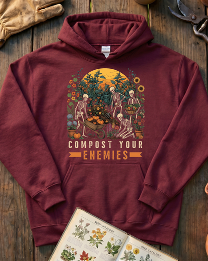 Compost Your Enemies Skeleton Gardener Hoodie
