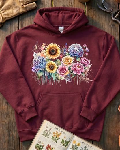 Vintage Floral Garden Bouquet Hoodie