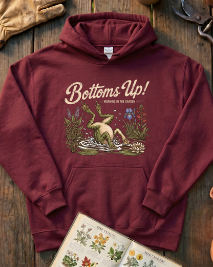 Bottoms Up Morning in the Garden Frog Hoodie