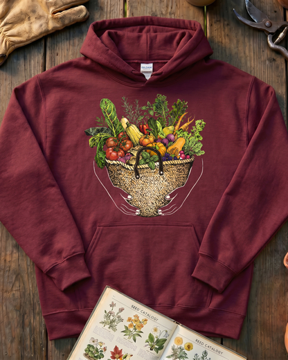 Fresh Garden Harvest Vegetable Basket Hoodie