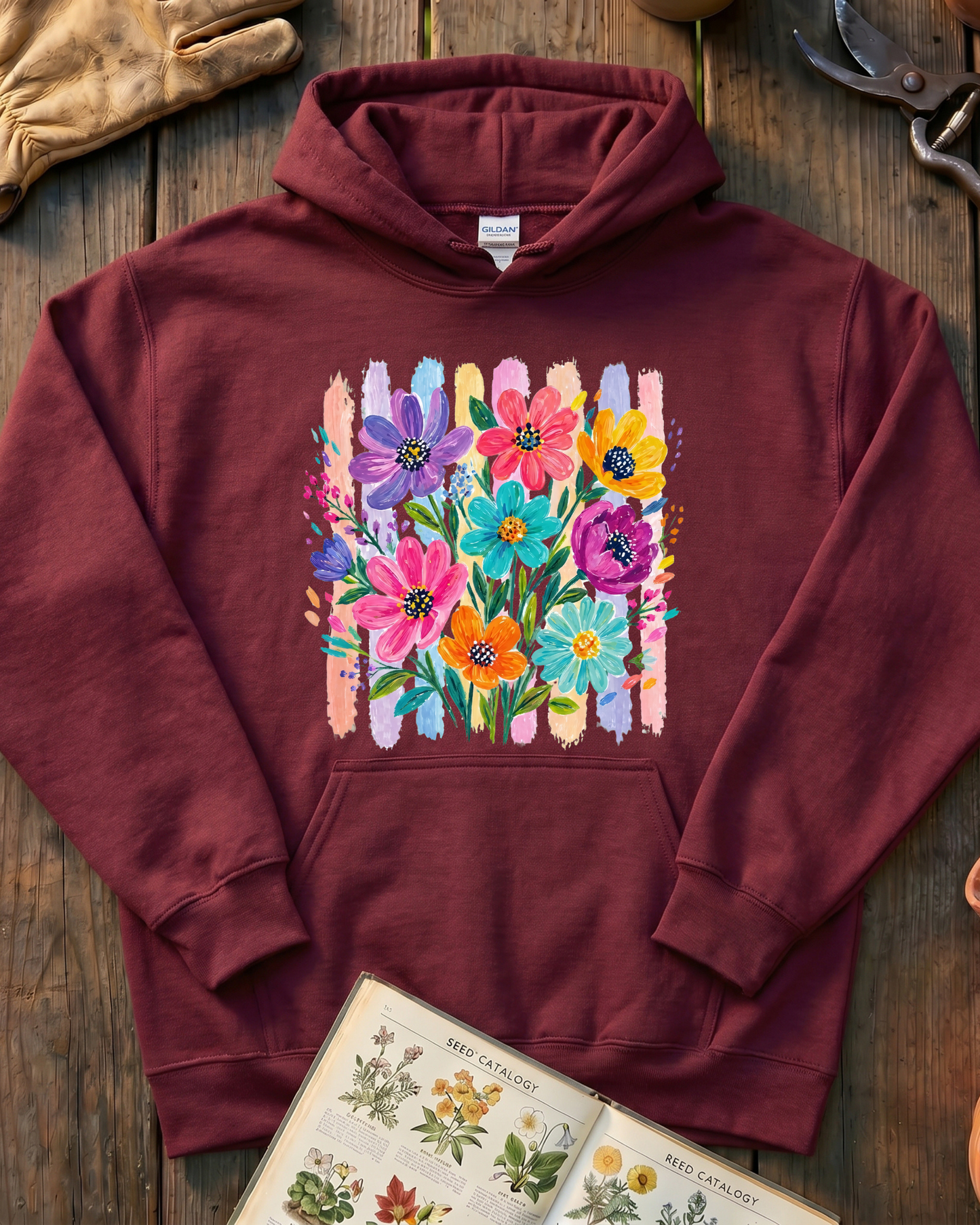 Painterly Wildflower Fence Hoodie