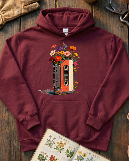 Vintage Cassette Tape Wildflower Hoodie