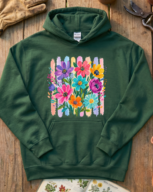 Painterly Wildflower Fence Hoodie
