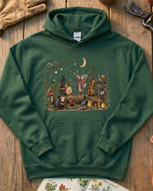 Moonlit Garden Insect Orchestra Hoodie