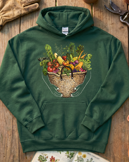 Fresh Garden Harvest Vegetable Basket Hoodie