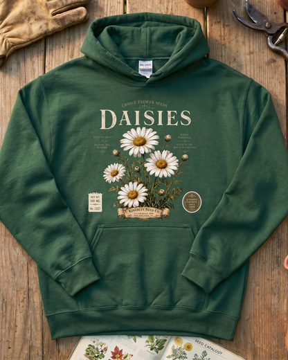 Daisy Seed Catalog Vintage Botanical Hoodie
