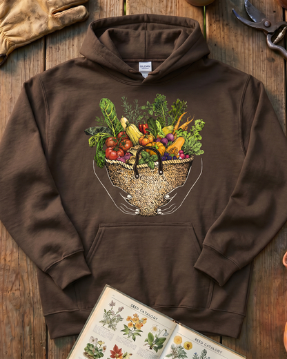 Fresh Garden Harvest Vegetable Basket Hoodie