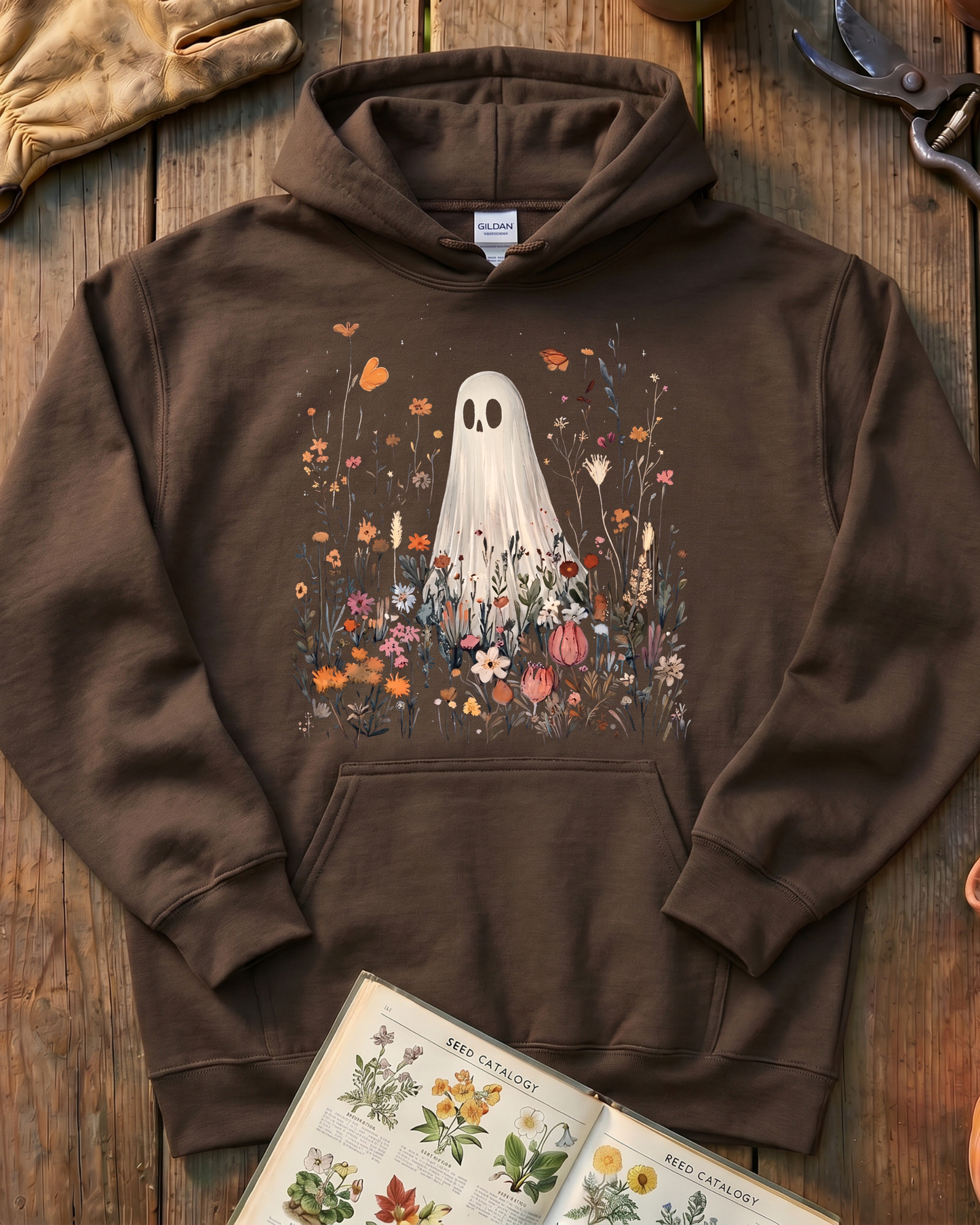 Autumn Ghost Flower Garden Hoodie