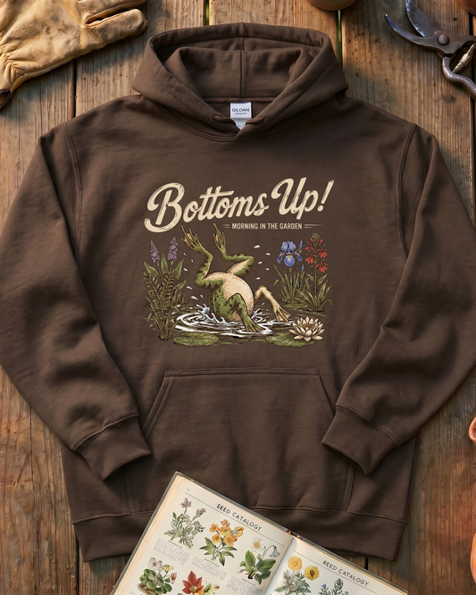 Bottoms Up Morning in the Garden Frog Hoodie