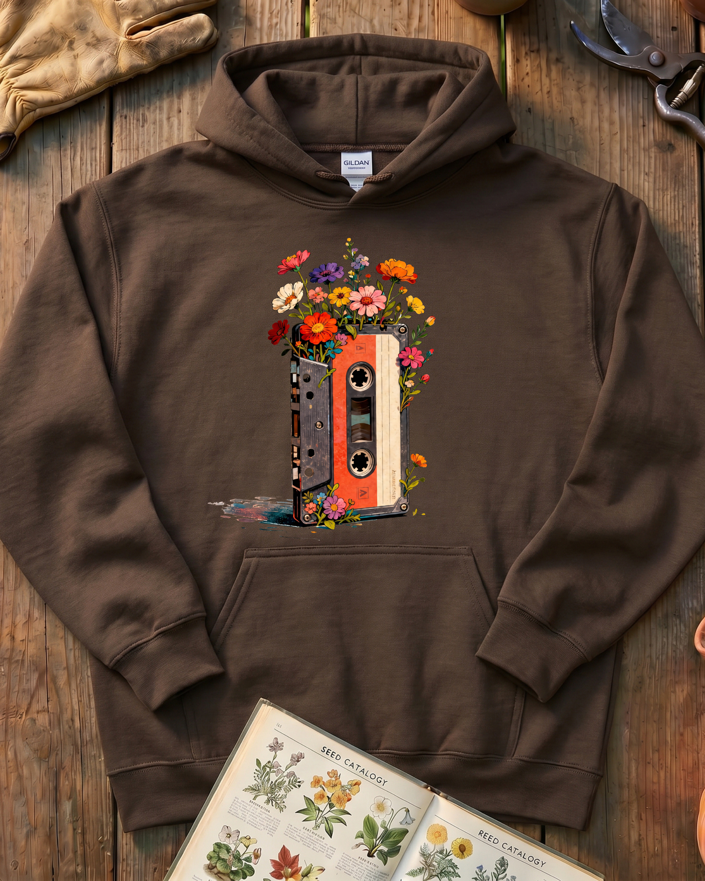 Vintage Cassette Tape Wildflower Hoodie