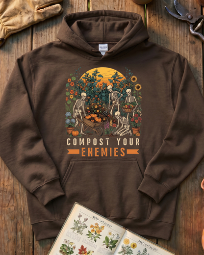 Compost Your Enemies Skeleton Gardener Hoodie
