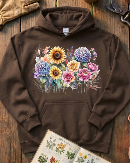 Vintage Floral Garden Bouquet Hoodie