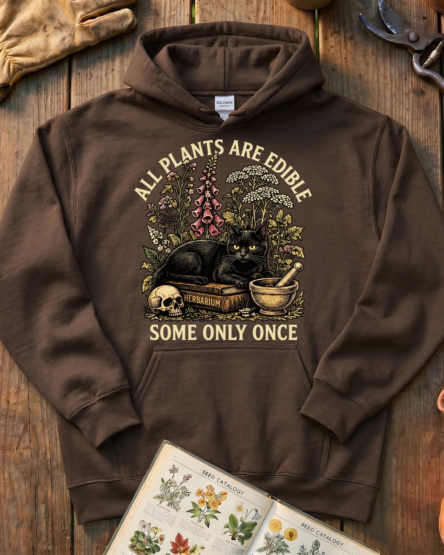 All Plants Are Edible Black Cat Hoodie