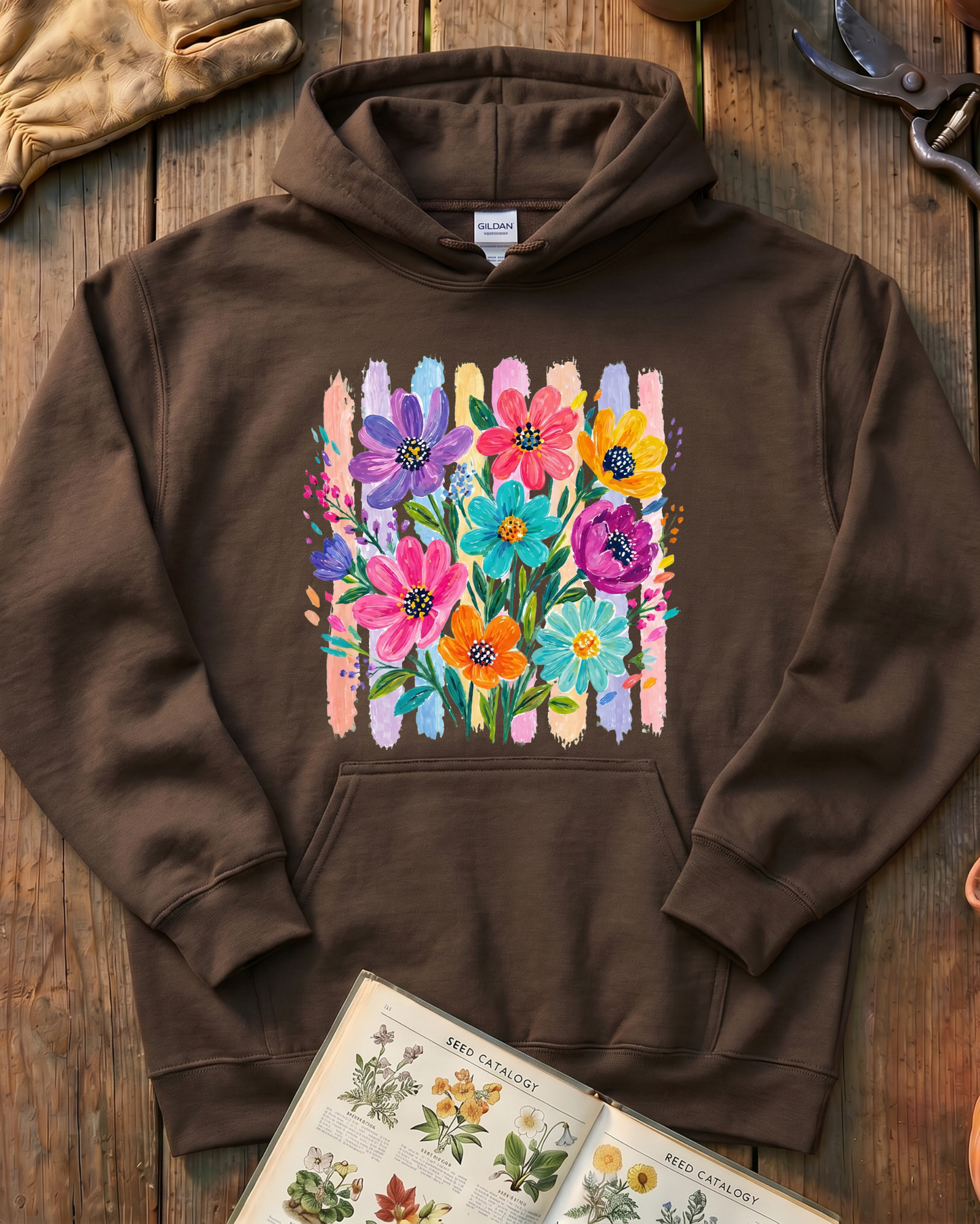 Painterly Wildflower Fence Hoodie
