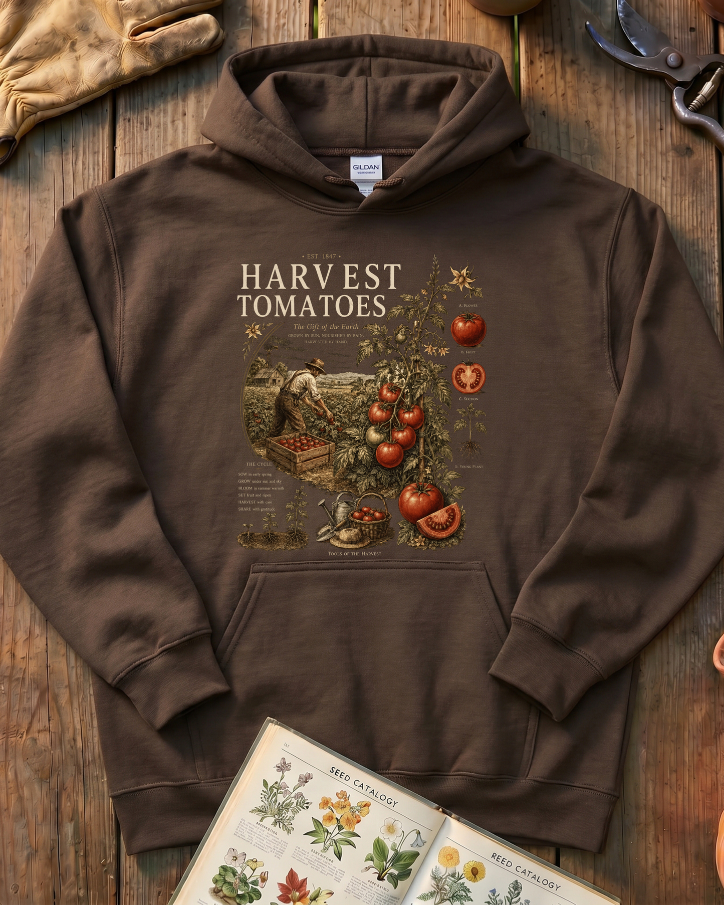 Harvest Tomatoes Vintage Garden Hoodie