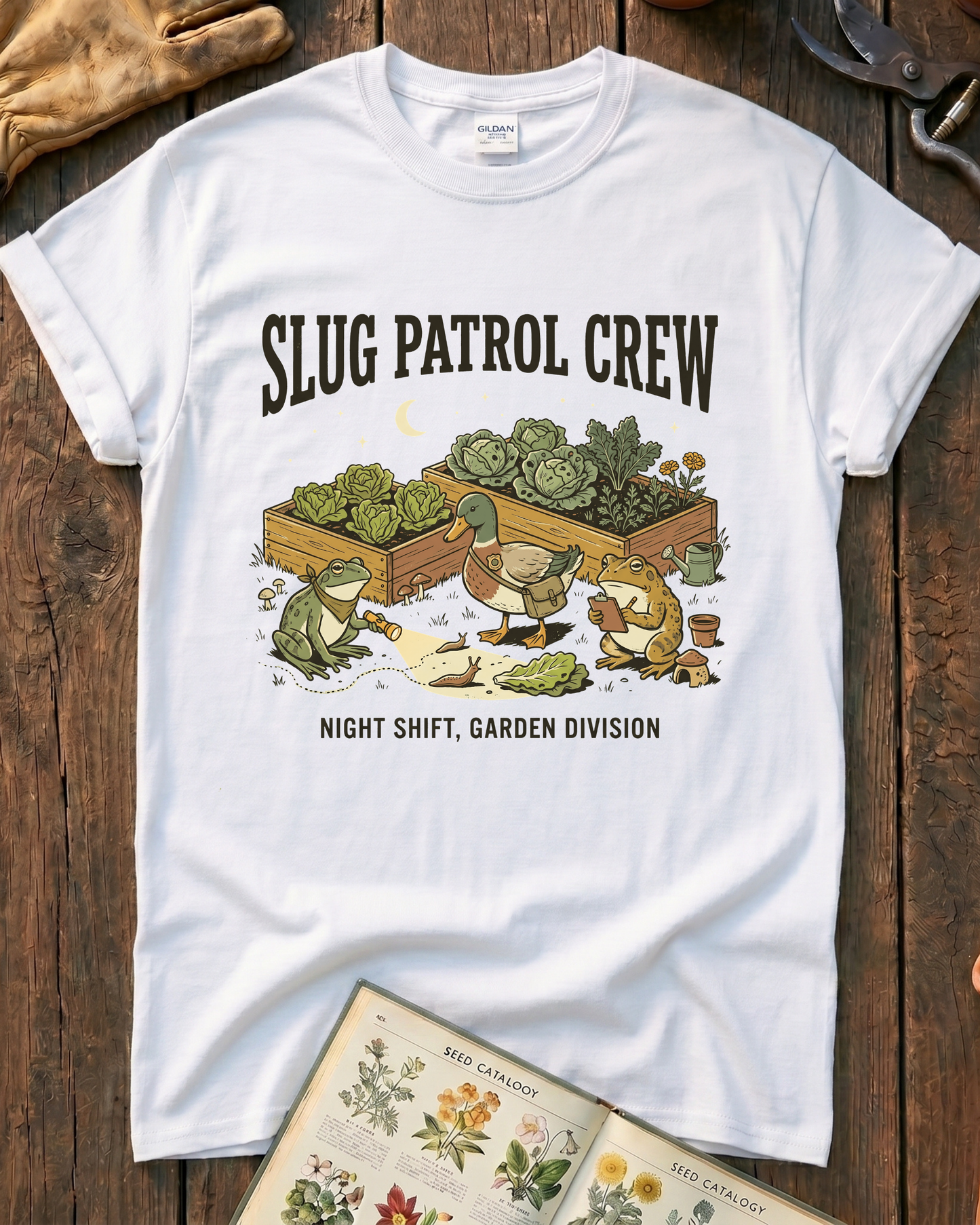 Slug Patrol Crew Frog Duck Toad Garden T-Shirt