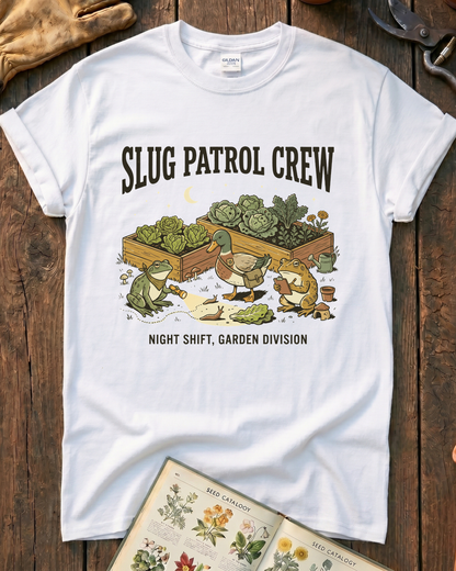 Slug Patrol Crew Frog Duck Toad Garden T-Shirt
