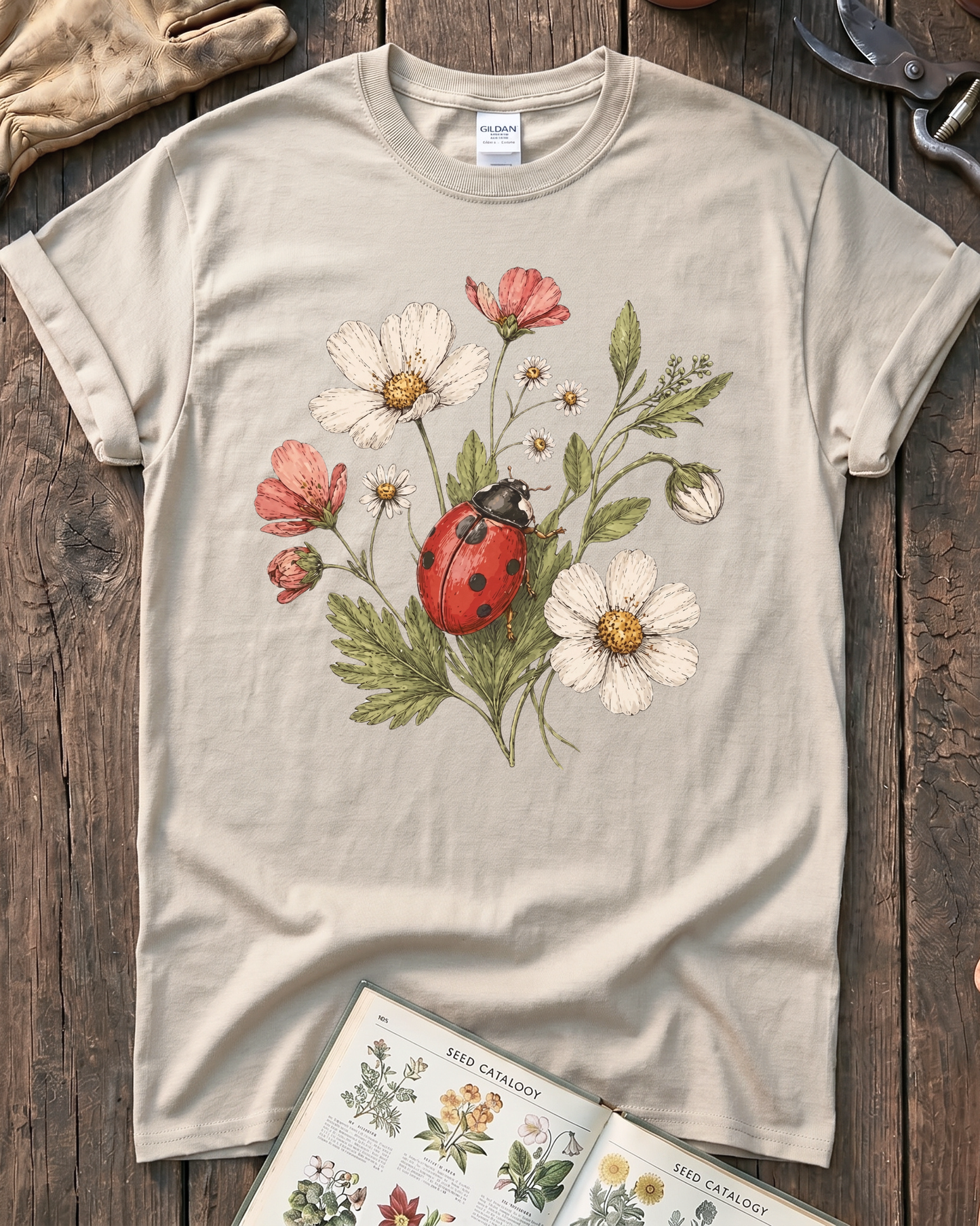 Ladybug Flowers T‑Shirt