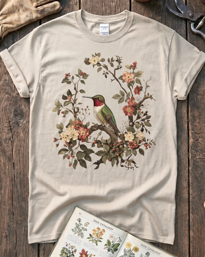 Floral Hummingbird T‑Shirt