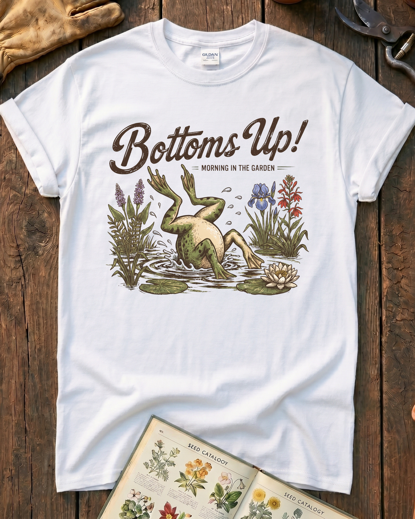 Bottoms Up Morning in the Garden Frog T-Shirt