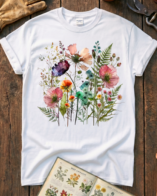 Watercolor Wildflower Garden T-Shirt