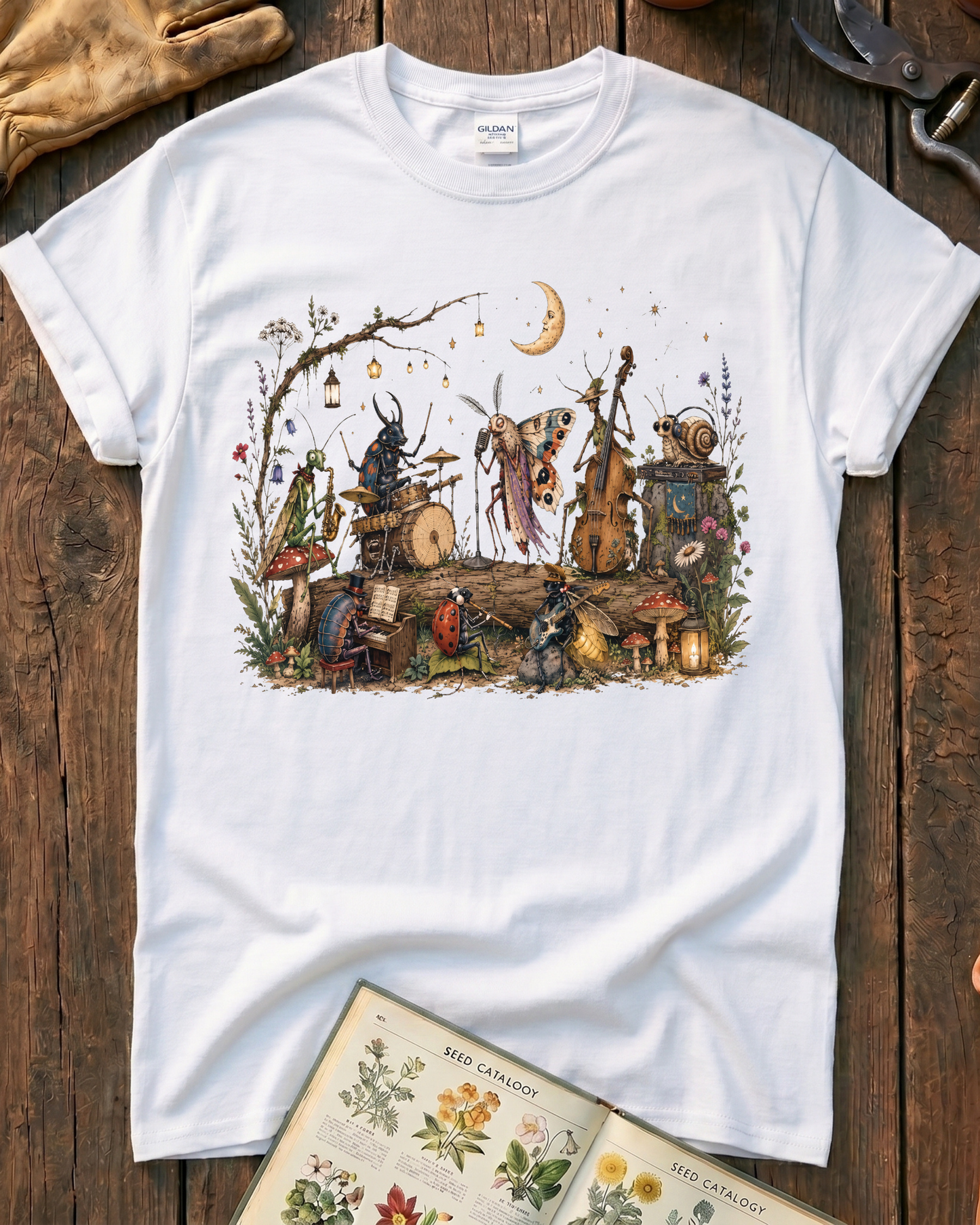 Moonlit Garden Insect Orchestra T-Shirt