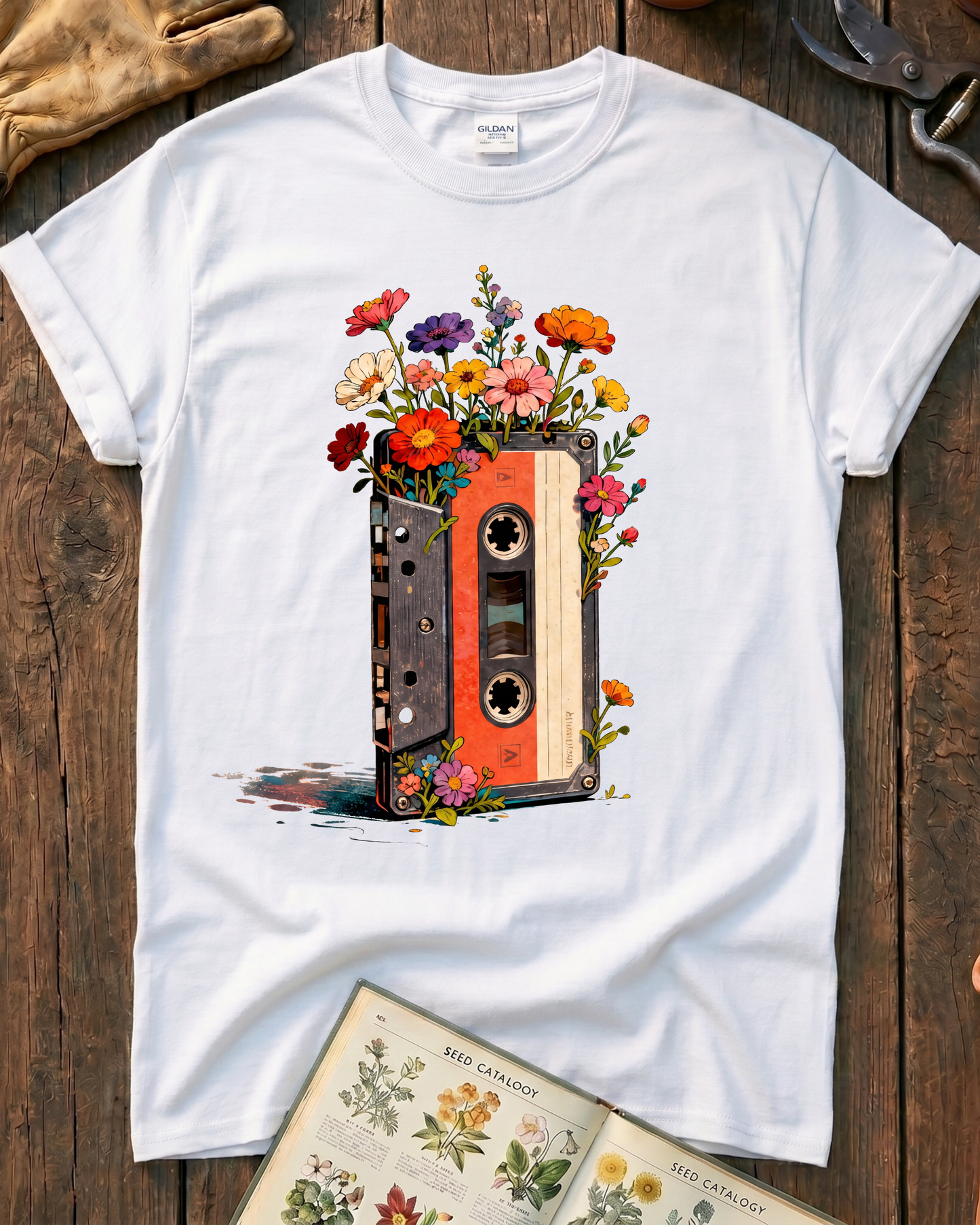 Vintage Cassette Tape Wildflower T-Shirt
