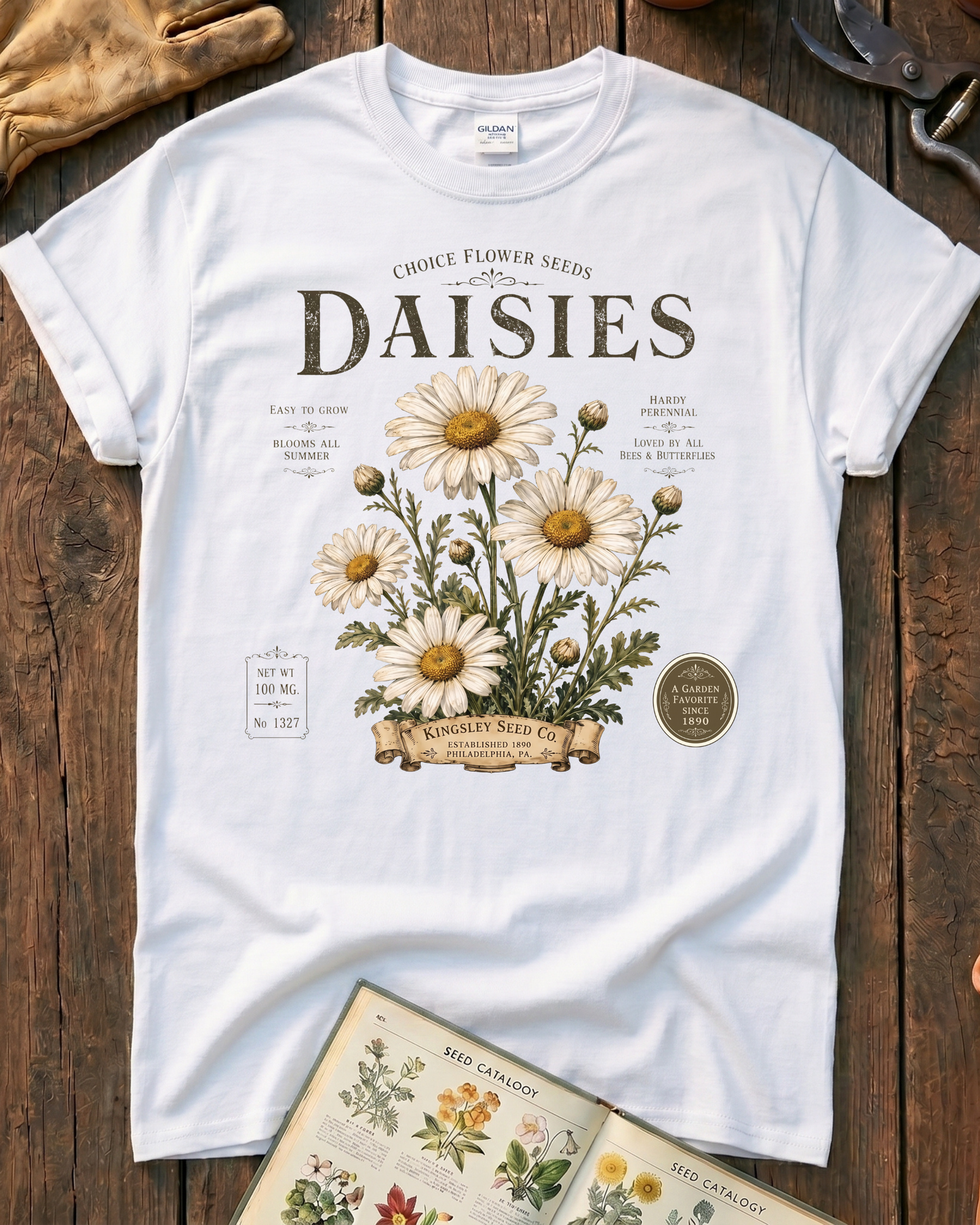 Daisy Seed Catalog Vintage Botanical T-Shirt