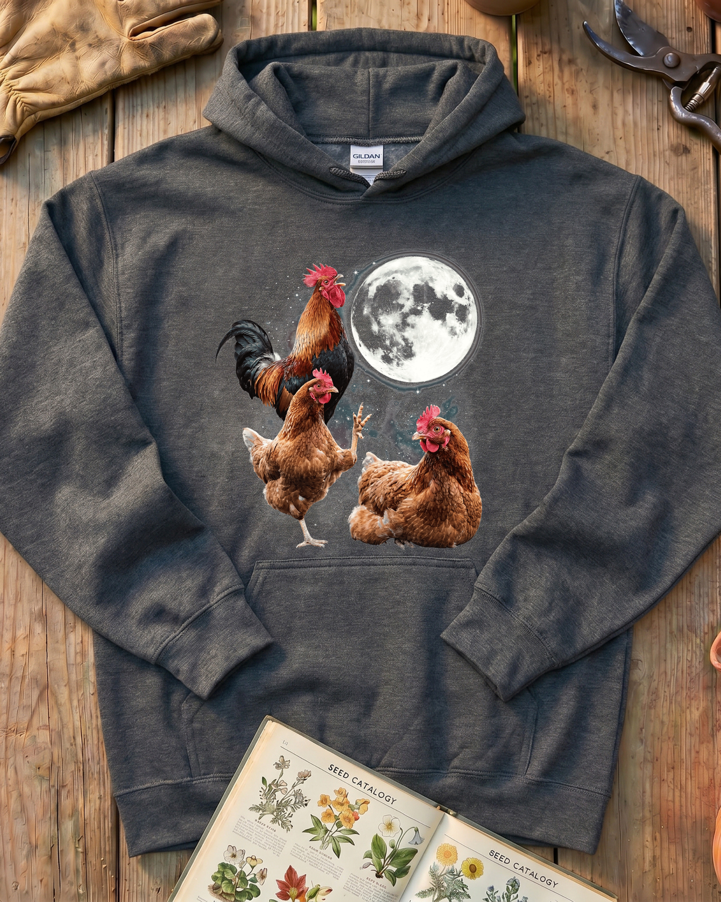 Funny Moon Chicken Farm Animal Hoodie