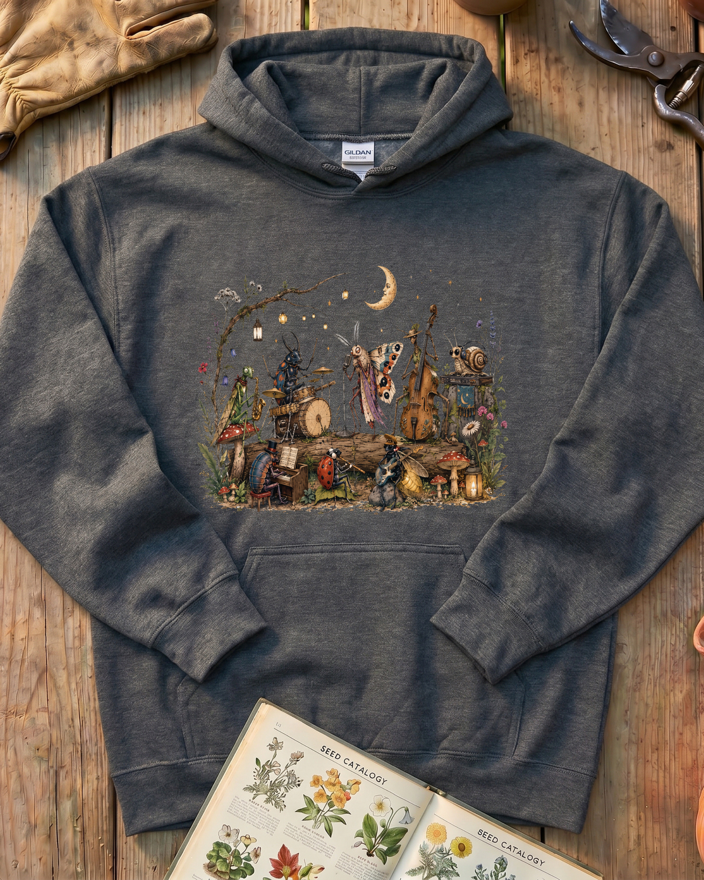Moonlit Garden Insect Orchestra Hoodie