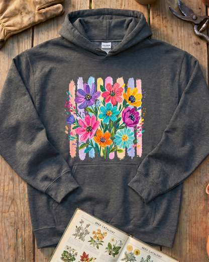 Painterly Wildflower Fence Hoodie