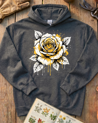 Vintage Ink Rose Flower Hoodie