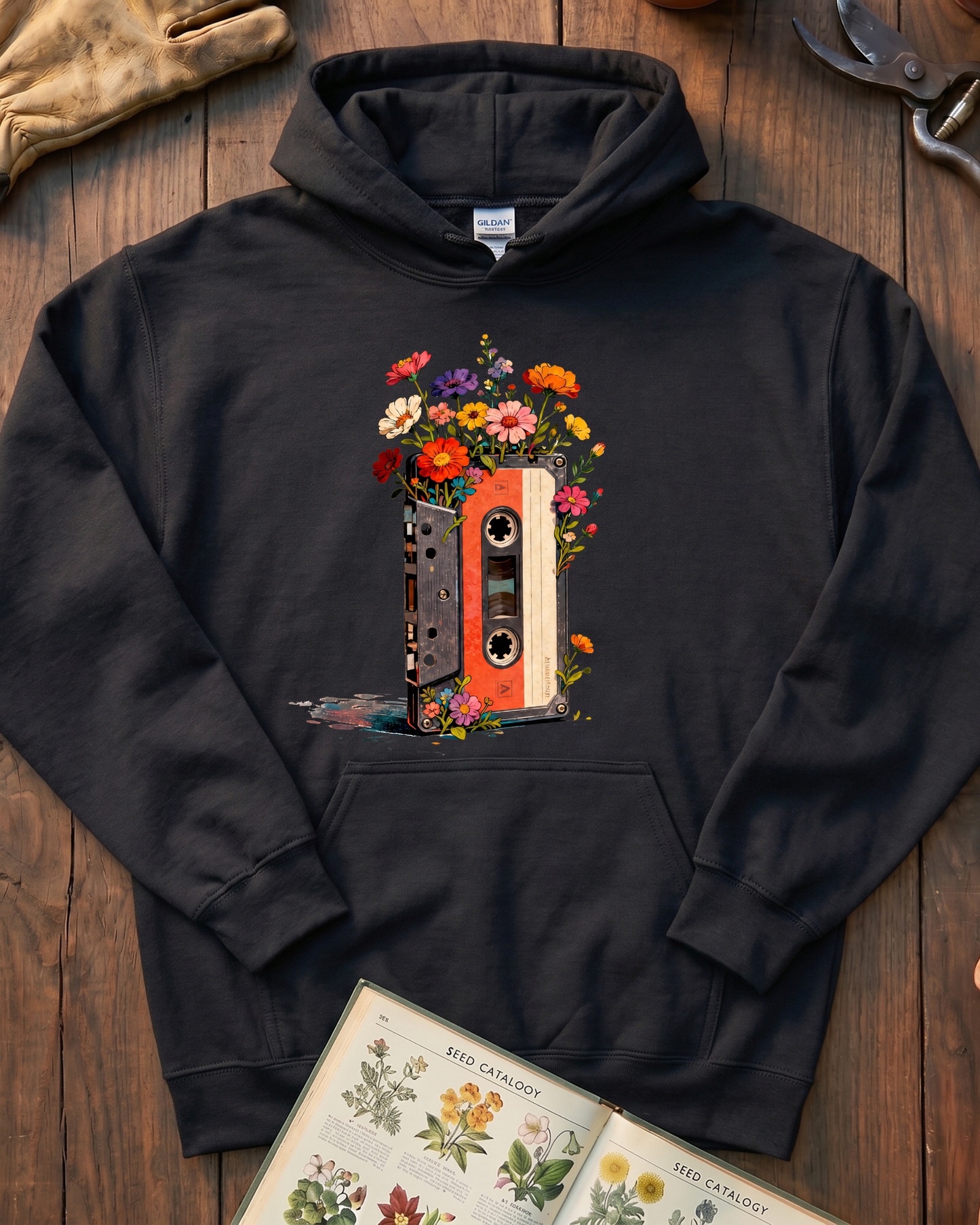 Vintage Cassette Tape Wildflower Hoodie