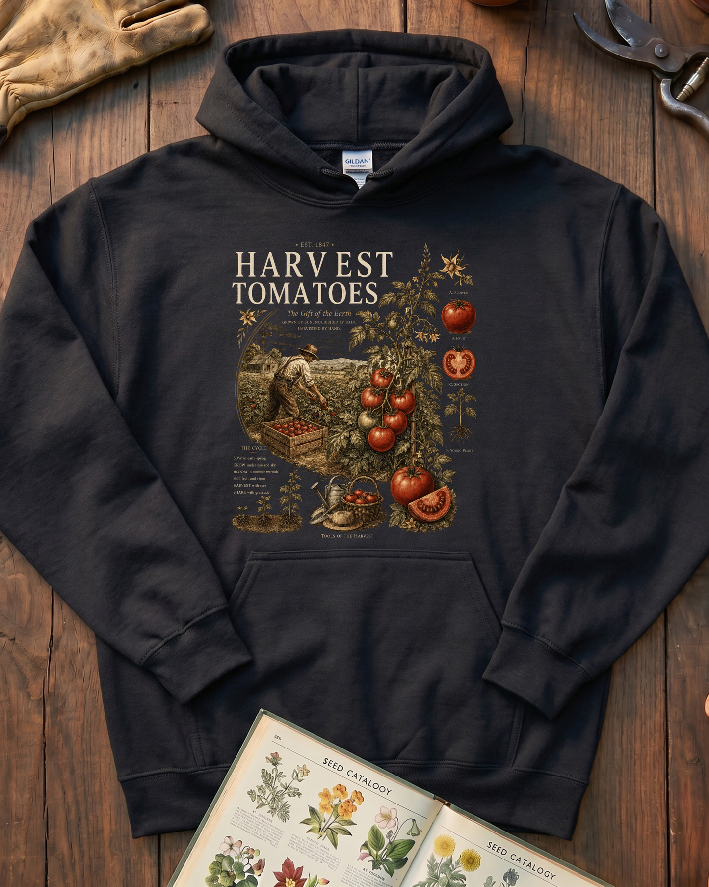 Harvest Tomatoes Vintage Garden Hoodie