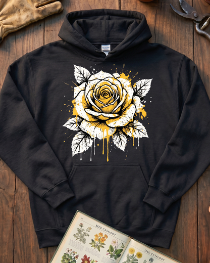Vintage Ink Rose Flower Hoodie