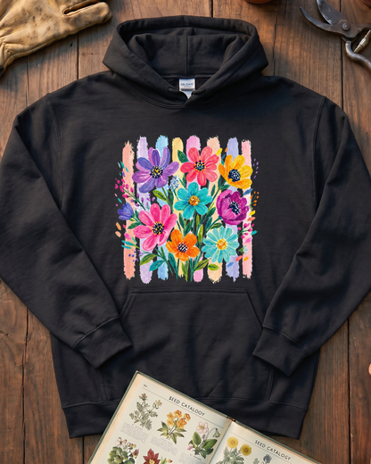 Painterly Wildflower Fence Hoodie