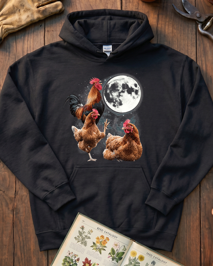 Funny Moon Chicken Farm Animal Hoodie