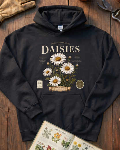 Daisy Seed Catalog Vintage Botanical Hoodie