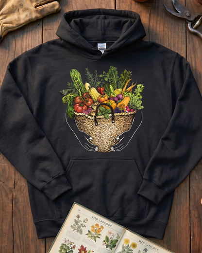 Fresh Garden Harvest Vegetable Basket Hoodie
