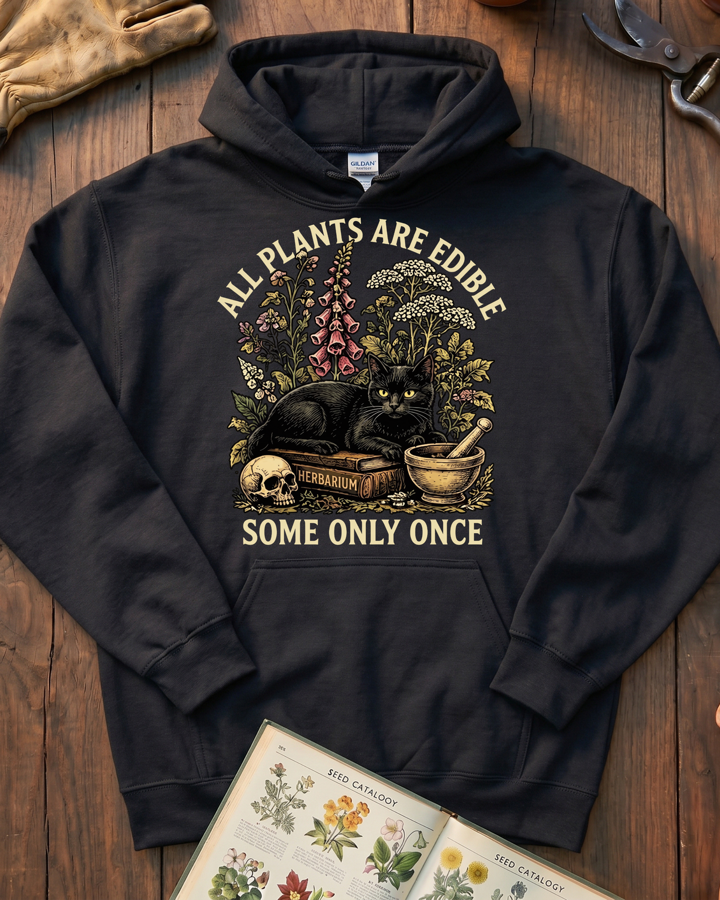All Plants Are Edible Black Cat Hoodie