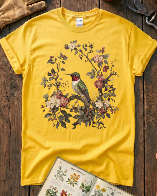 Floral Hummingbird T‑Shirt