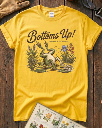 Bottoms Up Morning in the Garden Frog T-Shirt