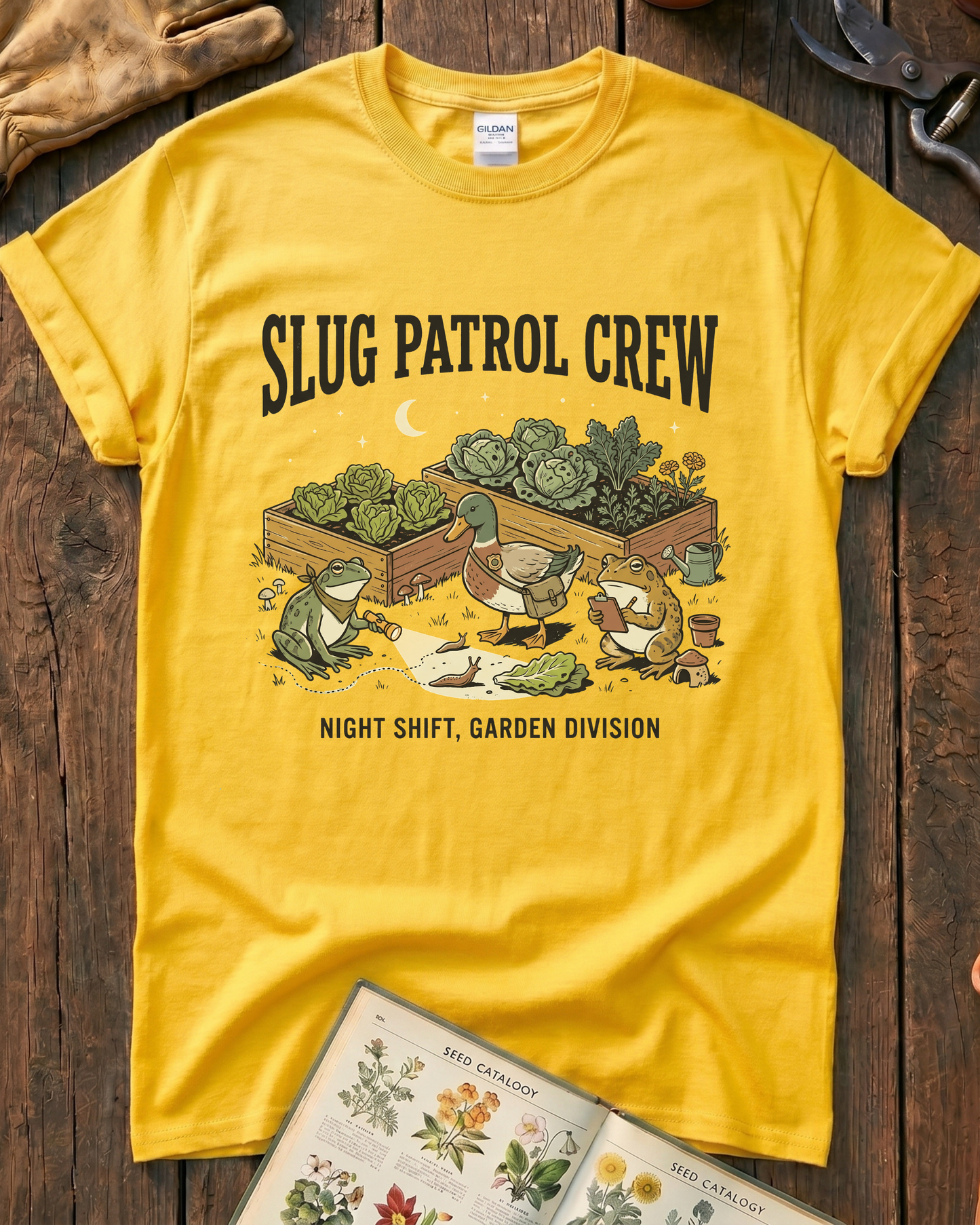 Slug Patrol Crew Frog Duck Toad Garden T-Shirt