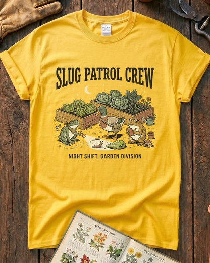 Slug Patrol Crew Frog Duck Toad Garden T-Shirt