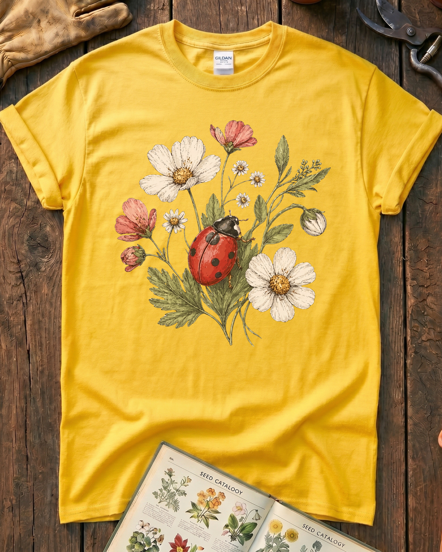 Ladybug Flowers T‑Shirt