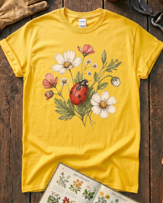 Ladybug Flowers T‑Shirt