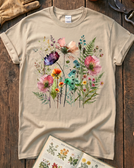 Watercolor Wildflower Garden T-Shirt