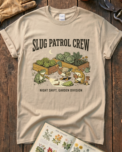 Slug Patrol Crew Frog Duck Toad Garden T-Shirt