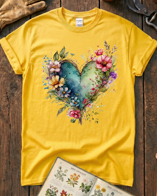 Floral Heart Garden T-Shirt