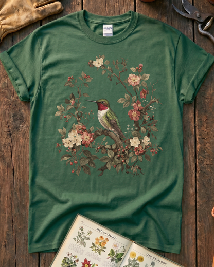Floral Hummingbird T‑Shirt